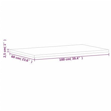 vidaXL Επιφάνεια Τραπεζιού Ορθογώνια 100x60x2,5cm Μασίφ Ξύλο Οξιάς 1 τεμ.