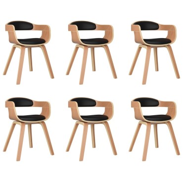 vidaXL Καρέκλες Τραπεζαρίας 6 τεμ. Μαύρες Λυγισμένο Ξύλο και Ύφασμα 49x51x70cm