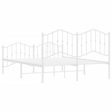 vidaXL Πλαίσιο Κρεβατιού με Κεφαλάρι/Ποδαρικό Λευκό 150x200cm Μέταλλο 1 τεμ. - Διπλό