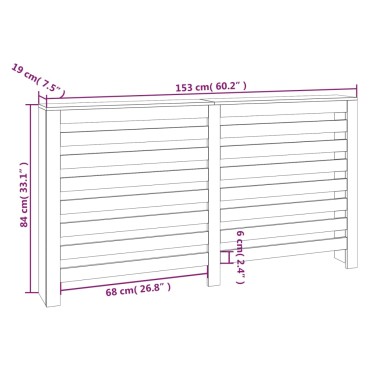 vidaXL Κάλυμμα Καλοριφέρ Λευκό 153 x19 x 84 εκ. από Μασίφ Ξύλο Πεύκου