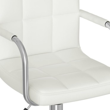vidaXL Καρέκλα Τραπεζαρίας Περιστρεφόμενη Λευκή από Συνθετικό Δέρμα 48x47x(74,5-86)cm 1 τεμ.
