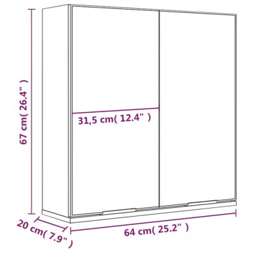 vidaXL Ντουλάπι Μπάνιου με Καθρέφτη Sonoma δρυς 64x20x67cm 1 τεμ.