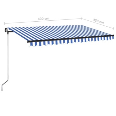 vidaXL Τέντα Συρόμενη Χειροκίνητη Μπλε / Λευκό 400 x 350 εκ.