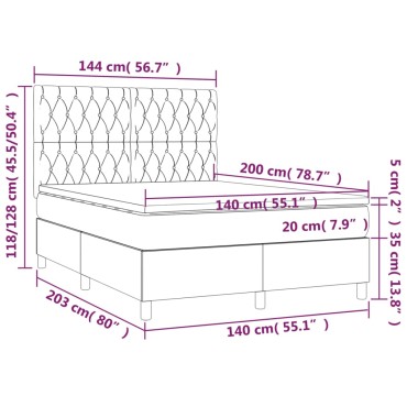 vidaXL Κρεβάτι Boxspring με Στρώμα Κρεμ 140x200cm Υφασμάτινο 1 τεμ. - Διπλό