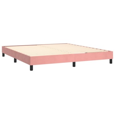 vidaXL Κρεβάτι Boxspring με Στρώμα Ροζ 160x200cm Βελούδινο 1 τεμ. - Διπλό