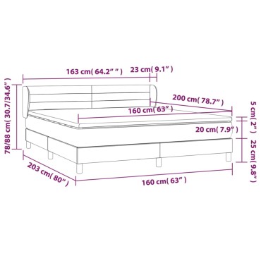vidaXL Κρεβάτι Boxspring με Στρώμα Ροζ 160x200cm Βελούδινο 1 τεμ. - Διπλό