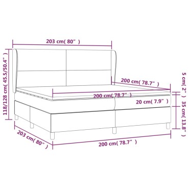 vidaXL Κρεβάτι Boxspring με Στρώμα Taupe 200x200cm Υφασμάτινο 1 τεμ. - Διπλό
