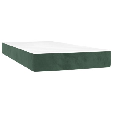vidaXL Κρεβάτι Boxspring με Στρώμα Σκούρο Πράσινο 200x200cm Βελούδινο 1 τεμ. - Διπλό