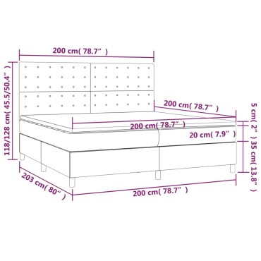 vidaXL Κρεβάτι Boxspring με Στρώμα Taupe 200x200cm Υφασμάτινο 1 τεμ. - Διπλό