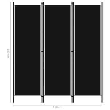 vidaXL Διαχωριστικό Δωματίου με 3 Πάνελ Μαύρο 150x180cm 1 τεμ.