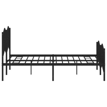 vidaXL Πλαίσιο Κρεβατιού με Κεφαλάρι/Ποδαρικό Μαύρο 140x200cm Μέταλλο 1 τεμ. - Διπλό