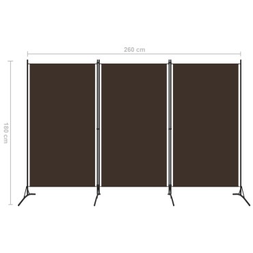 vidaXL Διαχωριστικό Δωματίου με 3 Πάνελ Καφέ 260x180cm 1 τεμ.