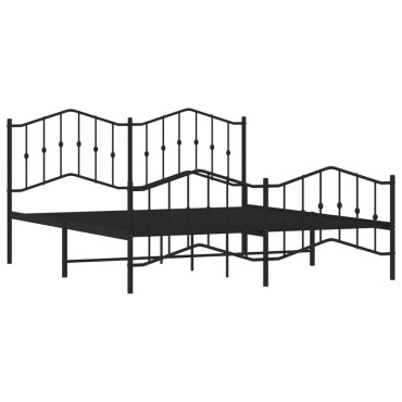 vidaXL Πλαίσιο Κρεβατιού με Κεφαλάρι/Ποδαρικό Μαύρο 160x200cm Μέταλλο 1 τεμ. - Διπλό
