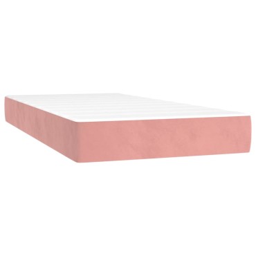 vidaXL Κρεβάτι Boxspring με Στρώμα Ροζ 90x190cm Βελούδινο 1 τεμ. - Μονό