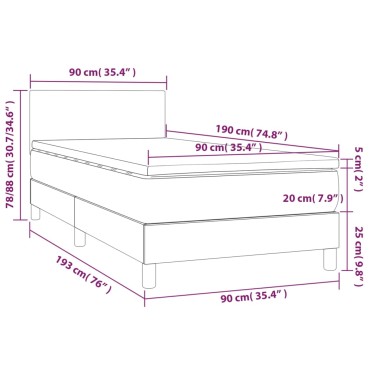 vidaXL Κρεβάτι Boxspring με Στρώμα Ροζ 90x190cm Βελούδινο 1 τεμ. - Μονό