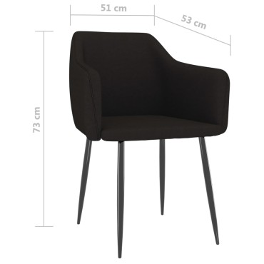 vidaXL Καρέκλες Τραπεζαρίας 2 τεμ. Μαύρες Υφασμάτινες 44x43cm
