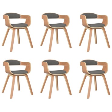 vidaXL Καρέκλες Τραπεζαρίας 6 τεμ. Αν. Γκρι Λυγισμένο Ξύλο και Ύφασμα 49x51x70cm