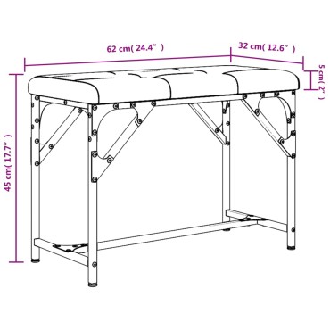 vidaXL Πάγκος Τραπεζαρίας Μαύρος 62x32x45cm Ατσάλι / Συνθετικό Δέρμα 1 τεμ.