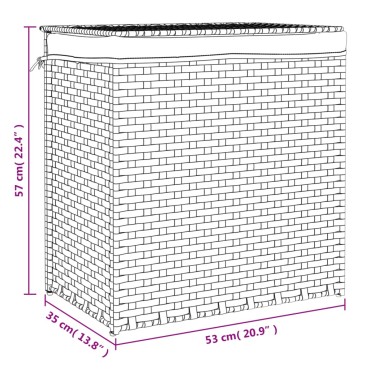 vidaXL Καλάθι Πλυντηρίου 2 Τμήματα Λευκό 53x35x57εκ. Συνθετικό Ρατάν