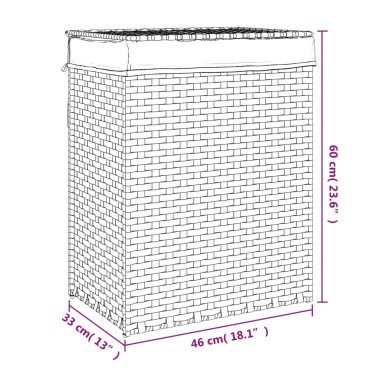 vidaXL Καλάθι Πλυντηρίου με Καπάκι Λευκό 46x33x60 εκ. Συνθετικό Ρατάν