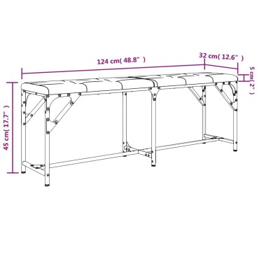 vidaXL Πάγκος Τραπεζαρίας Μαύρος 124x32x45cm Ατσάλι/Συνθετικό Δέρμα 1 τεμ.