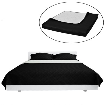 130887 Double-sided Quilted Bedspread Black/White 220 x 240 cm