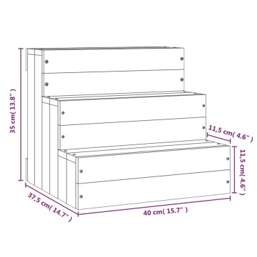 vidaXL Σκάλα Κατοικίδιου 40 x 37,5 x 35 εκ. από Μασίφ Ξύλο Πεύκου