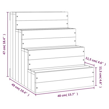 vidaXL Σκάλα Κατοικίδιου Λευκή 40 x 49 x 47 εκ. από Μασίφ Ξύλο Πεύκου