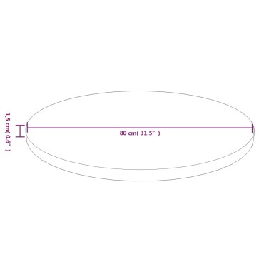 vidaXL Επιφάνεια Τραπεζιού Στρογγυλή Σκ. Καφέ 80x1,5cm Ξύλο Δρυς 1 τεμ.