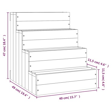 vidaXL Σκάλα Κατοικίδιου 40 x 49 x 47 εκ. από Μασίφ Ξύλο Πεύκου