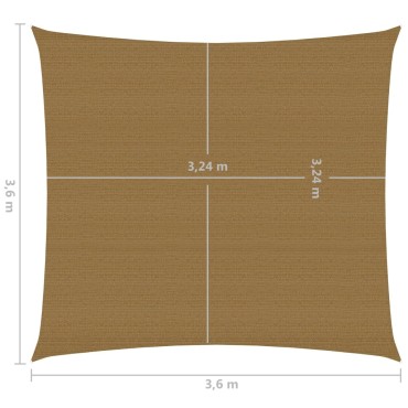 vidaXL Πανί Σκίασης Taupe 3,6 x 3,6 μ. από HDPE 160 γρ./μ²