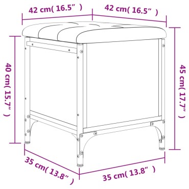 vidaXL Παγκάκι Αποθήκευσης Καφέ Δρυς 42x42x45cm από Επεξ. Ξύλο 1 τεμ.