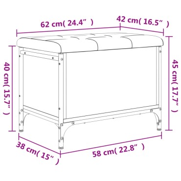 vidaXL Παγκάκι Αποθήκευσης Καφέ Δρυς 62x42x45cm από Επεξ. Ξύλο 1 τεμ.