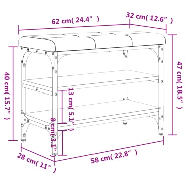 vidaXL Παπουτσοθήκη Γκρι Sonoma 62x32x47cm από Επεξεργασμένο Ξύλο 1 τεμ.