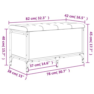 vidaXL Παγκάκι Αποθήκευσης Καφέ Δρυς 82x42x45cm από Επεξ. Ξύλο 1 τεμ.