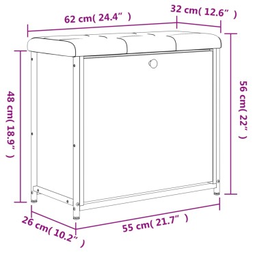 vidaXL Παπουτσοθήκη με Ανακλ. Συρτάρι Καφέ Δρυς 62x32x56cm 1 τεμ.