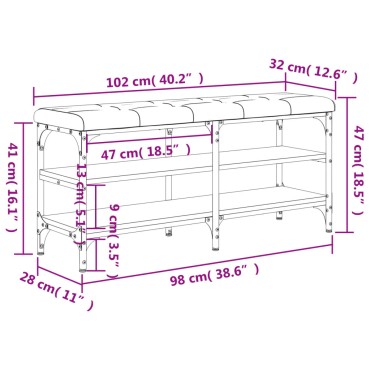 vidaXL Παπουτσοθήκη Sonoma Δρυς 102x32x47cm από Επεξεργασμένο Ξύλο 1 τεμ.