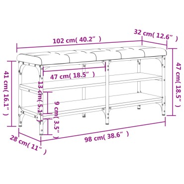 vidaXL Παπουτσοθήκη Καφέ Δρυς 102x32x47cm από Επεξεργασμένο Ξύλο 1 τεμ.