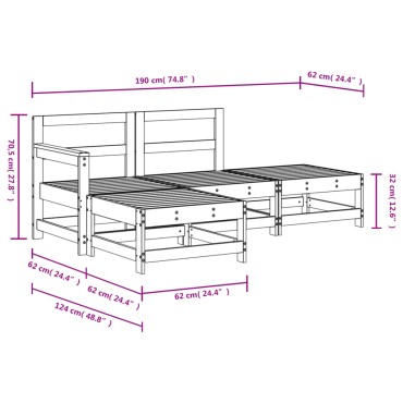 vidaXL Σαλόνι Κήπου Σετ 4 τεμ. από Μασίφ Ξύλο Πεύκου 66x62x70,5cm