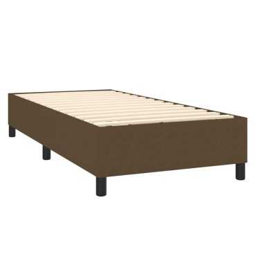 vidaXL Κρεβάτι Boxspring με Στρώμα & LED Σκ.Καφέ 80x200cm Υφασμάτινο 1 τεμ. - Μονό