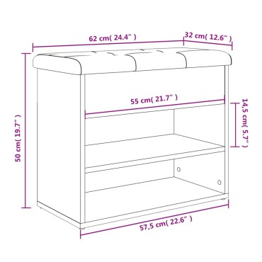 vidaXL Παπουτσοθήκη Καφέ Δρυς 62x32x50cm από Επεξεργασμένο Ξύλο 1 τεμ.