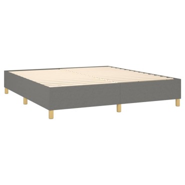 vidaXL Κρεβάτι Boxspring με Στρώμα Σκούρο Γκρι 180x200cm Υφασμάτιν 1 τεμ. - Διπλό