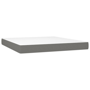 vidaXL Κρεβάτι Boxspring με Στρώμα Σκούρο Γκρι 180x200cm Υφασμάτιν 1 τεμ. - Διπλό