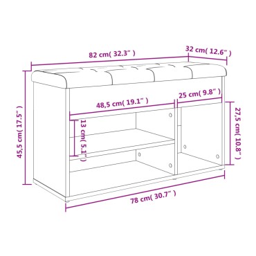 vidaXL Παπουτσοθήκη Γκρι Sonoma 82x32x45,5cm από Επεξεργασμένο Ξύλο 1 τεμ.