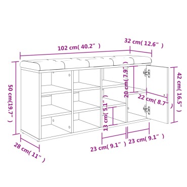 vidaXL Παπουτσοθήκη Γκρι Sonoma 102x32x50cm από Επεξεργασμένο Ξύλο 1 τεμ.