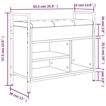 vidaXL Παπουτσοθήκη Sonoma Δρυς 65,5x32x57,5cm από Επεξεργασμένο Ξύλο 1 τεμ.