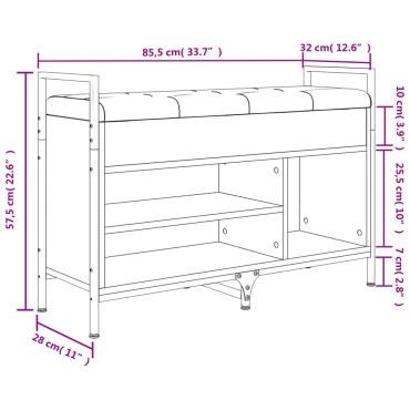 vidaXL Παπουτσοθήκη Sonoma Δρυς 85,5x32x57,5cm από Επεξεργασμένο Ξύλο 1 τεμ.