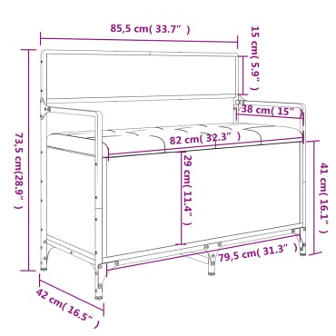 vidaXL Παγκάκι Αποθήκευσης Καπνιστή Δρυς 85,5x42x73,5cm Επεξ. Ξύλο 1 τεμ.