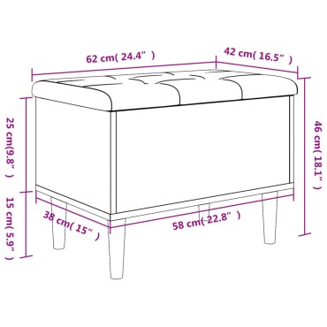 vidaXL Παγκάκι Αποθήκευσης Γκρι Σκυροδεμ. 62x42x46cm Επεξεργ. Ξύλο 1 τεμ.