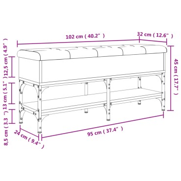 vidaXL Παπουτσοθήκη Γκρι Sonoma 102x32x45cm από Επεξεργασμένο Ξύλο 1 τεμ.